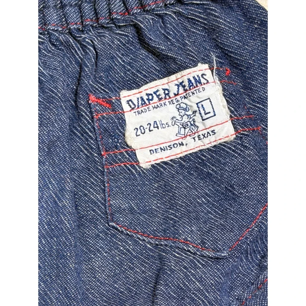 Vintage Diaper Jeans Denim Diaper Cover Bloomers Western Pistol Charm Blue L